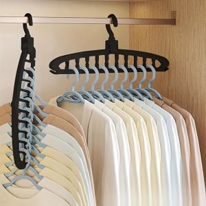 Rotating Folding Clothes Hanger Closet Organizer Multi-port Clothing Drying Rack Foldable Plastic Scarf 11-hole Storage Hangers