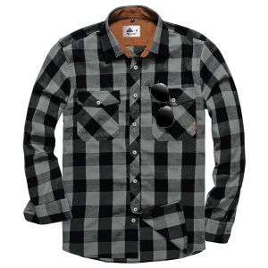 G7 Cross-Border temu Hot-Selling Mens Clothing Mens Casual Plaid Shirt Flannel Brushed Warm Shirt US Size 7/7