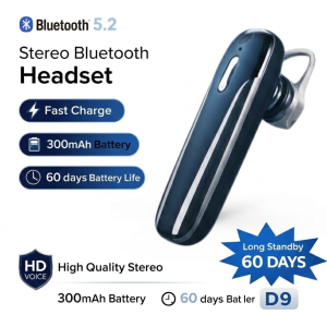 D9 Bluetooth 5.2 Wireless Earphones True Wireless Earbuds HD Voice Stereo Headset 300mAh Long Standby 60 Days Fast Charging Hands-Free Call Sports Travel Gaming