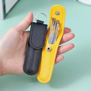 Laciola Set Alat Pembersih Telinga ISI 6 Dengan Pouch Kulit Gantungan Kunci Berkualitas