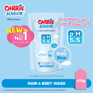 CARRIE JUNIOR pH5.5 Hair & Body Wash -Baby Blue [700g / 475g] | Kids Liquid Shower| pH balanced | Nourishes Kids Skin