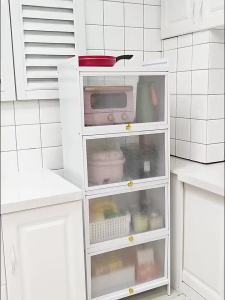 IGDL Kabinet penyimpanan dapur kabinet Clamshell dengan pintu lantai-ke-siling kabinet penyimpanan Multilayer rak dapur rak penyimpanan ketuhar gelombang mikro karbon Steel Cupboards Sideboards dapur