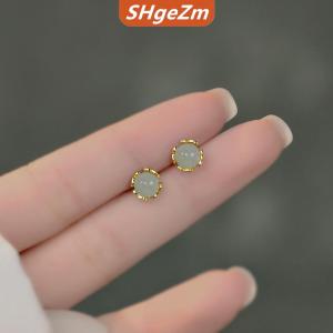 [COD] SHgeZm Trung Quốc Phong Cách Retro Giả Ngọc Nhỏ Stud Bông Tai Cho Phụ Nữ Tinh Tế Màu Xanh Lá Cây Vòng Bead Bông Tai Đồ Trang Sức Thanh Lịch Quà Tặng