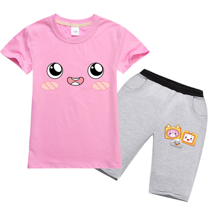 LankyBox Summer Autumn Cotton Kids Shorts Sets Short Sleeve Bottom ...