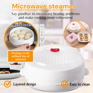 [Food-grade material/Heat-resistant] New round microwave steamer / Stackable steaming trays/Quick heating for meals 新款圆形微波炉蒸笼