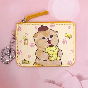 Cartoon Mofusand Card Holder Coin Purse Kuromi Hello Kitty Purin Cinnamoroll Student  ID Card Storage Bag Keychain Wallet