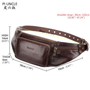 High Quality Piuncle Brand Genuine Leather Mens Thin Waist bag For iPhone Travel Designer Fanny Pack With Card Holder Mobile Phone Pouch Natural Cowhide Money Purse Pocket Male Casual Shoulder Messenger Bags Vintage Chest Packs For Women Fanny Packs