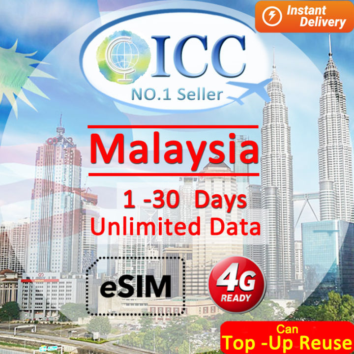 ICC eSIM Malaysia 110 Days Unlimited Data (Can top up reuse)/esim Malaysia/Malaysia SIM