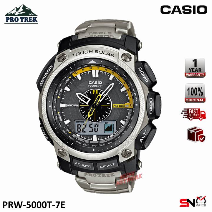 Casio Protrek PRW 5000T Tough Solar Triple Sensor Analog Digital Titanium Band Men Sport Watch Lazada