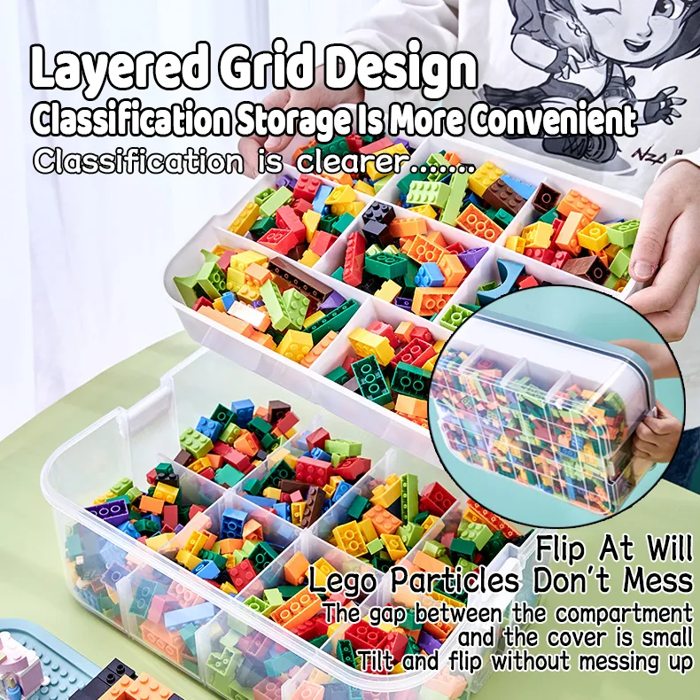 SG Ready Stock] LEGO Storage Box 1-3 Layers Multifunctional Toy