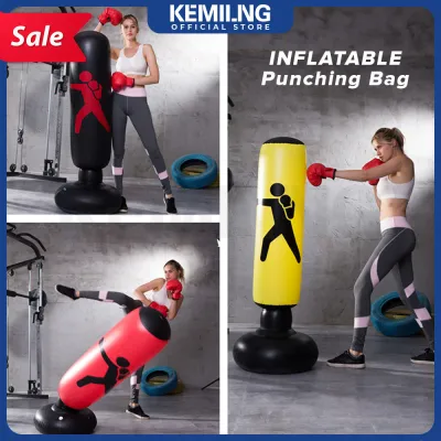 KEMILNG Freestanding Inflatable Punching BagInflatable Heavy Tumbler Tower Kick Boxing Target Bag for Dummy MMA Muay Thai Martial Arts Kung Fu Tai Karate Fitness Training Equipment 160cm/5.25ft
