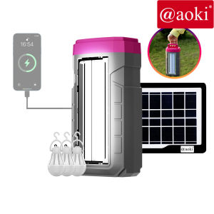 AOKI Solar lighting mobile power system 8000mAh power bank multifungsi Led DC