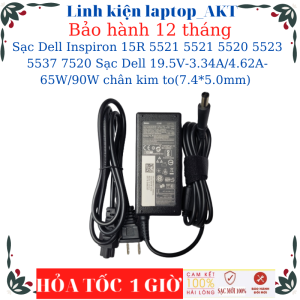 Sạc laptop Dell Inspiron 15R 5521 5521 5520 5523 5537 7520 Sạc Dell 19.5V-3.34A/4.62A-65W/90W chân kim to(7.4*5.0mm)