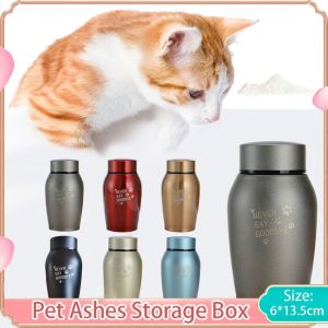 OUTOPEN Pet Paw Print Pet Ashes Storage Box Stainless Steel Creative Dog Cat Cremation Urns Retain Memories Waterproof Memento Burial Holder Pet Supplies