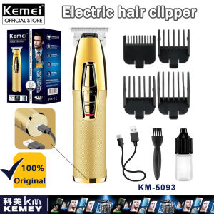 Kemei KM-5093 kim loại chuyên nghiệp lông trên cơ thể Clipper có thể sạc lại Vàng kết thúc Máy cắt tóc điện 0mm Da Cắt Máy cạo râu