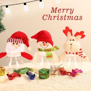 YERZ Snowman Christmas Candy Jar mpty Santa Claus Storage Bottle New Year Elk Christmas Candy Box Home