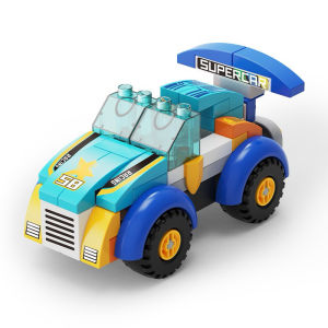 ของเล่นตัวต่อ FEELO Racing Car 64 ตัวต่อรถแข่ง ของเล่นตัวต่อขนาดใหญ่ 64 ชิ้น