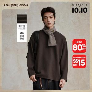 Giordano Men Textured crewneck loose sweater Free Shipping 18055704