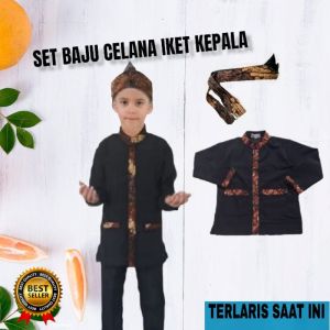 Setelan baju pangsi anak usia 3-12 Tahun plus iket kepala untuk seragam anak TK dan SD terlaris/setelan adat sunda