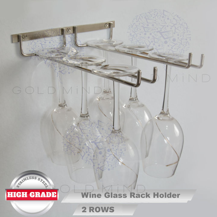 Wine Glass Hanger Solid Stainless Steel (Double Rows) Wall
