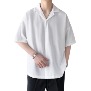 [TẶNG 1 ĐÔI TẤT] Áo Sơ Mi Cổ Vest DVMEN Nam Nữ Form Rộng Chất Vải Lụa Chéo Mềm Mịn