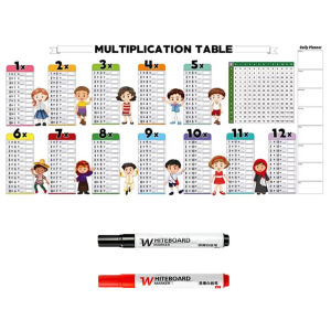 Educational Dry Erase Color Multiplication Reusable Dry Erase Multiplication Table for Walls Doors Chalkboards 写擦加减除乘法表 JS-020-PH