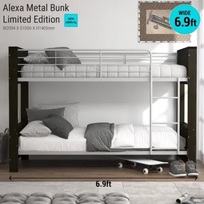 Luxe: Alexa Metal Bunk Bed | Single