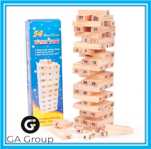 BỘ ĐỒ CHƠI RÚT GỖ WISS TOY (Gồm 49 thanh gỗ và 4 xúc xắc)