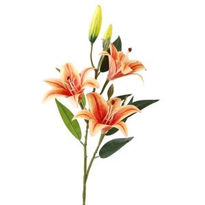 COVIEEZB Cảm ứng thật Cành hoa giả Nhựa 80cm Hoa giả Cắm hoa Thanh lịch Hoa nâu Lilium lụa Trang trí văn phòng tại nhà