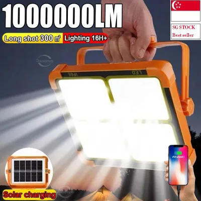 【SG 🚚】NEW 20000mAh Solar Rechargeable Camping Lantern Power Bank LED Tent Light Travel Outdoor Emergency Flashlight