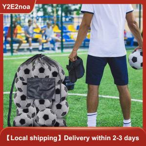 【Y2E2noa】 Mesh Soccer Ball Bag Extra Large Drawstring Basketball Storage Bag With Zipper Pocket Volleyball Football Net Pack Gym Bags