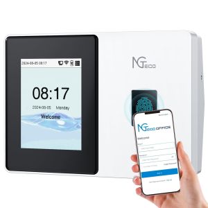 NGTeco TC2 Cloud Time Clock 5GHz WiFi Time Clocks for Employees Small Business Fingerprint Time Clock Punch Machine with Remote Control Software & iOS/Android App (0 Monthly Fee)