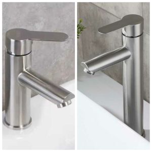 Vòi lavabo nóng lạnh màu trắng bóng kiểu tròn