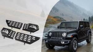 Front Door Pocket Cup Holder Organizer Compatible with 2018-2026 Jeep Wangler JL JLU 4xe Rubicon Sahara & Gladiator JT Accessories Metal Door Side Insert Storage (Not for Power Seats)