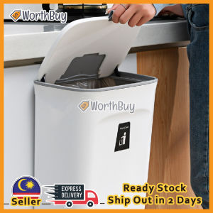 Worthbuy 7L/9L Multipurpose Kitchen Rubbishbin Dustbin Hanging Bin With Lid And Mountable Indoor Compost Bin