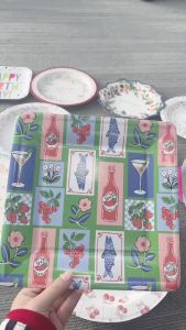 Spring Pink Rose Flower Paper Tableware Set Birthday Party Table Decoration Including Cups Towels Tray