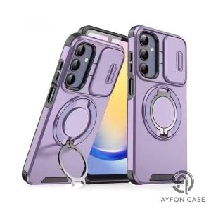 Case For Samsung S23 S23FE S23+ S23 Ultra Plus S24 S24FE S24+ S24 Ultra Plus A14 A15 A35 4G/5G With Ring Holder Built-in Slide Camera Lens Cover Shockproof Heavy Duty Rugged Case AF-206