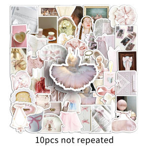 50PCS Ballet style ins pink girl heart sticker hand ledger tablet mobile phone case personalized DIY waterproof decoration no repeat sticker