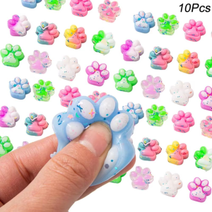 MUSASI 10Pcs Phục hồi chậm Kẹp Móng Mèo Mini Giảm căng thẳng thư giãn Đồ chơi bóp hình bàn chân mèo Dễ thương Dính Đồ chơi bóp và giải tỏa căng thẳng Giảm căng thẳng