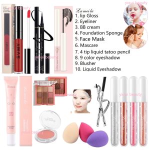 (RM9.99)Lameila Beauty Care Set 10-Piece Set 9-Color Eyeshadow Palette+Eyliner+BB Cream+Concealer+Foundation Sponge+Lip Gloss+4D Liquid Eyebrow+Makeup Removel+Mascara+Liquid Eyeshadow