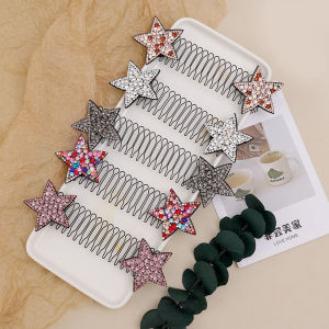 5Pcs Lady Star Diamond Comb Girls Organize Fragmented Hair Headwear Women Rhinestone Hairclip Female Colorful Hairpin Hair Accessory