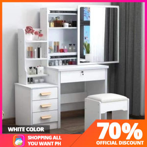 EUROPEAN STYLE VANITY DRESSER TABLE MODERN DESIGN WITH SLIDING MIRROR AND CHAIR MAKEUP TABLE BEDROOM FURNITURE MULTI STORAGE CLOSET NO LIGHT DRESSING TABLE