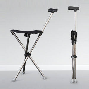 Foldable Hiking Stick Chair Elderly Walking Cane Lightweight Multi-Functional Outdoor Support Seat