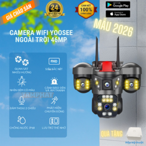 [Bảo hành 24 tháng] Camera YOOSEE ngoài trời 4 mắt 3 màn hình độ phân giải 56MP siêu nét giám sát ngoài trời chống nước xem ban đêm có màu