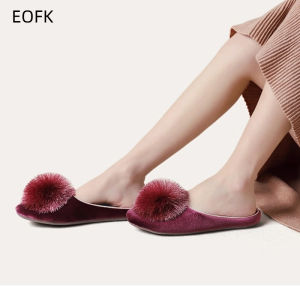 EOFK Women House Slippers Winter Warm Cute Pom-pom Cotton Slide Shose Non-Slip Soft Sole All-Season Indoor/Outdoor Slippers2026