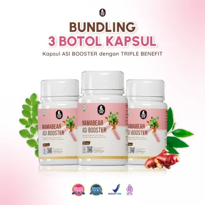 [TRIPLE PACK] MamaBear Kapsul ASI Booster Isi 30 Kapsul - Pelancar dan Peningkat Produksi ASI BPOM Halal