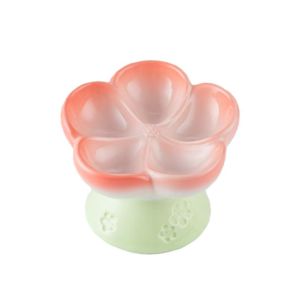 YAZHE Thay đổi màu sắc dần dần Bát cho mèo ăn chậm Hình dạng hoa Chân cao Máy phân phối thức ăn cho mèo Dễ thương 15 độ nghiêng Bát ăn cho mèo nâng cao Chó nhỏ