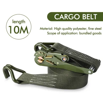『Up to 10% off😯❗』10m Heavy Duty Ratchet Tie Down With Steel Hook Tied Cargo Strap 5/10 Ton Car Lorry Truck Emergency Towing Strap Cargo Belt 货物绑带