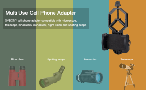 SVBONY SV214/SV218 Universal Cell Phone Adapter Mount for Binocular Monocular Spotting Scope Telescope Support Eyepiece Diameter 25 to 48mm