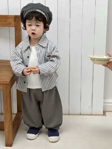 Baby spring clothing 2026 Childrens Spring Two-Piece Set Korean Style Boys Long Sleeve Clothing T Sweatpants set